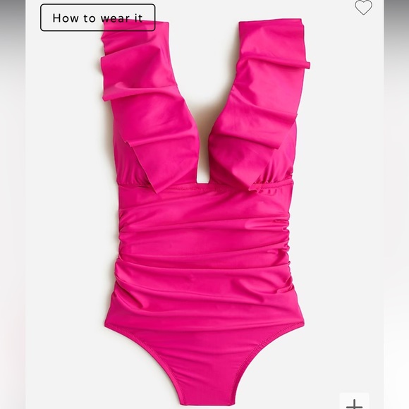 J. Crew Other - NWOT, J Crew ruched ruffle one piece long torso suit, radiant fushia, 6